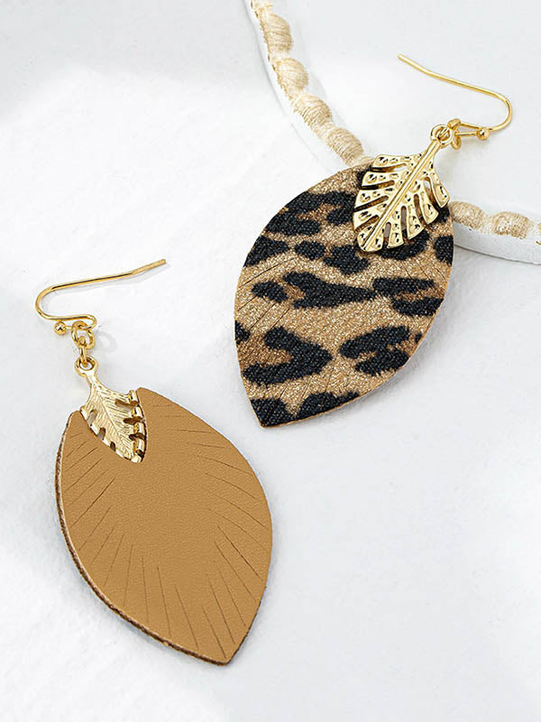 Normcore Geometric Leopard Drop Earrings