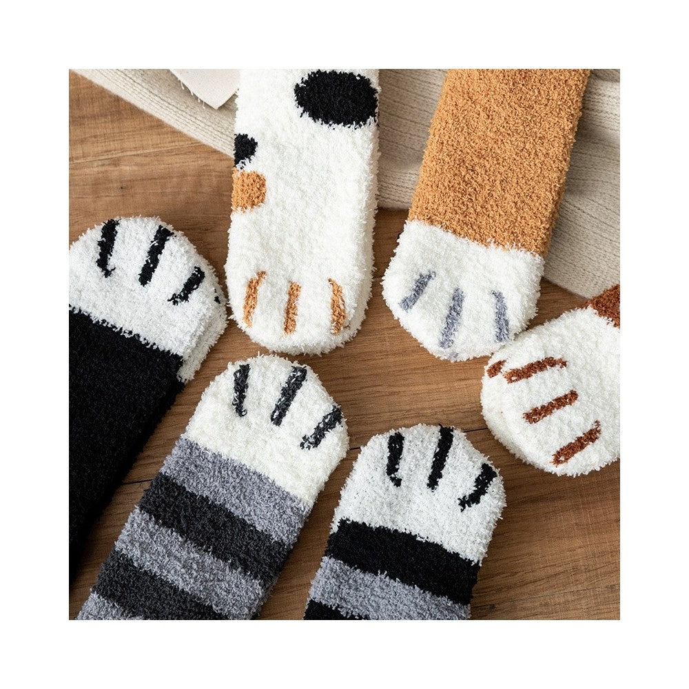 Cute Cat Paw Coral Fleece Warm Socks
