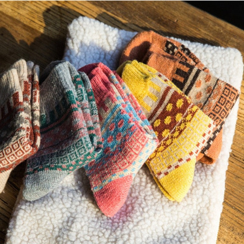 Thick Print Breathable Comfy Casual Sock(A Set Of Five Pairs)