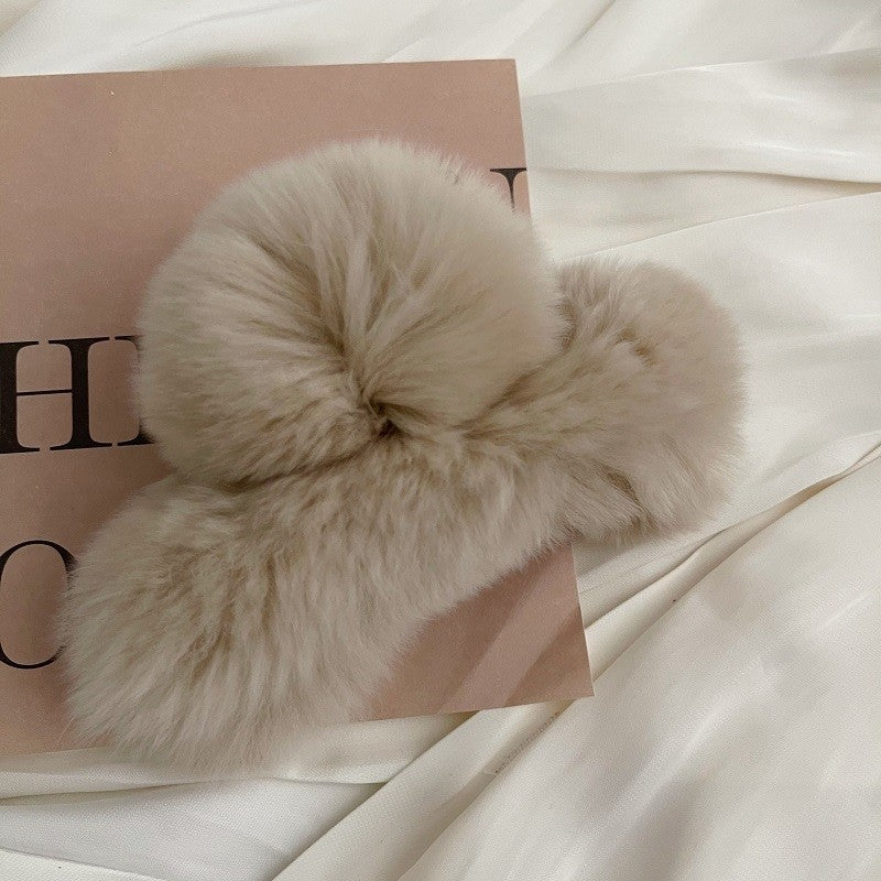 Fashion Solid Furry Hair Claw Clip