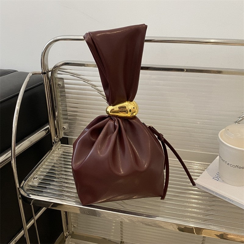 Vintage Folded Bucket Bag Large Capacity