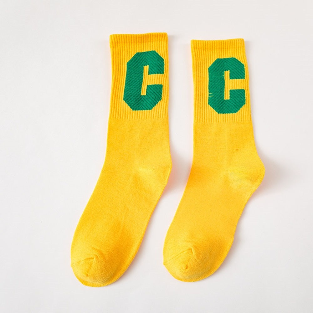 Solid Color Capital Letter C Casual Socks