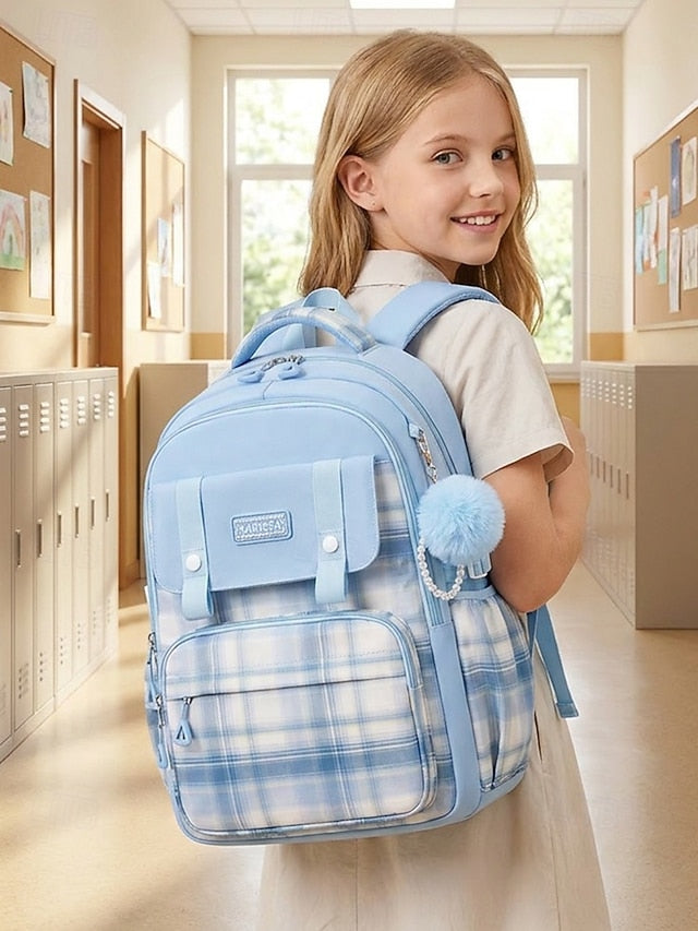 Girls Plaid Backpack for School