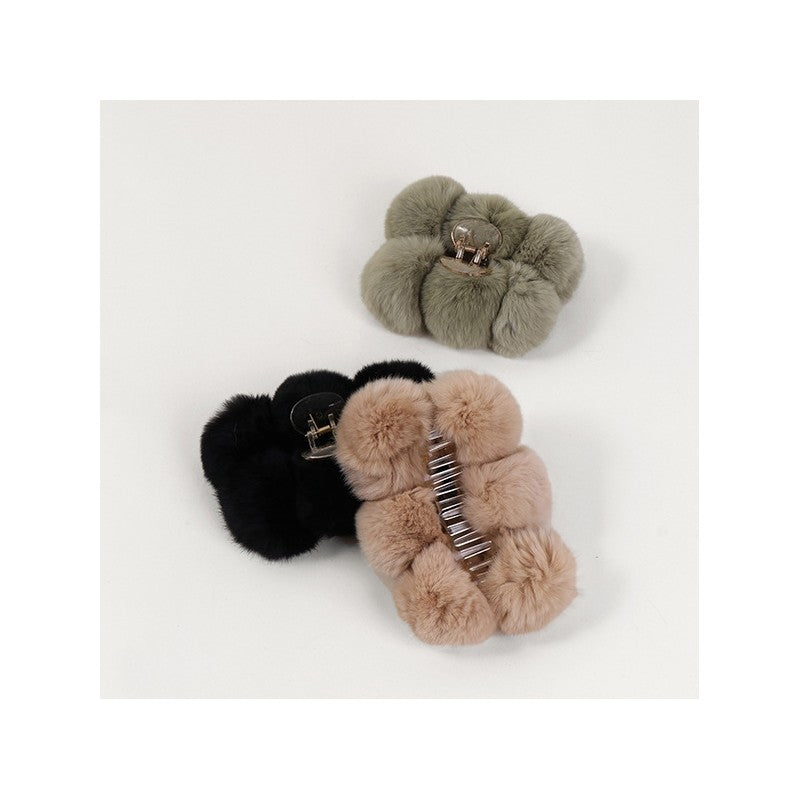 Rex Rabbit Fur Hair Claw Clip