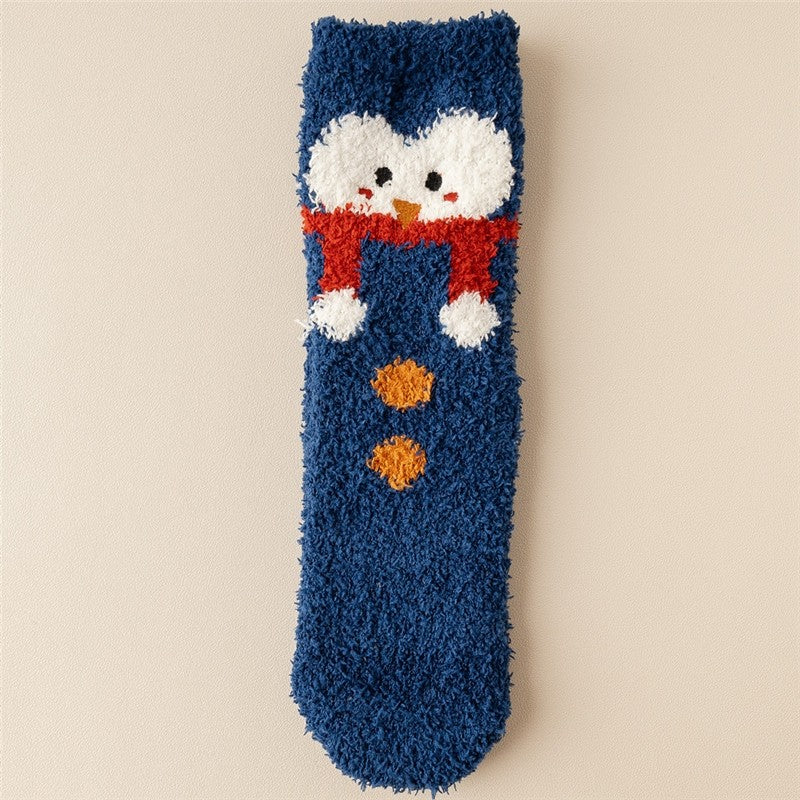 Christmas Cartoon Coral Fleece Terry Socks