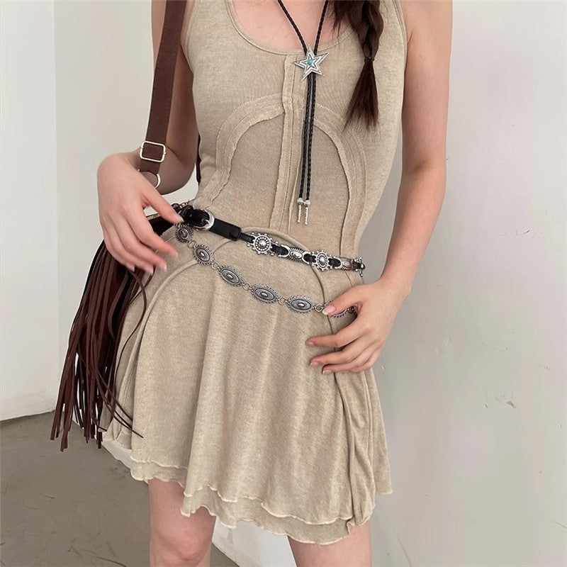 Vintage PU Metal Buckle Belt