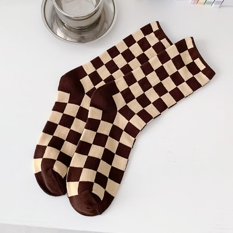 Ladies' Checkerboard Patterned Socks