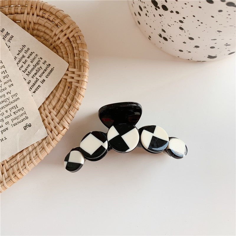Checkerboard Arc Shape Hair Claw Clip