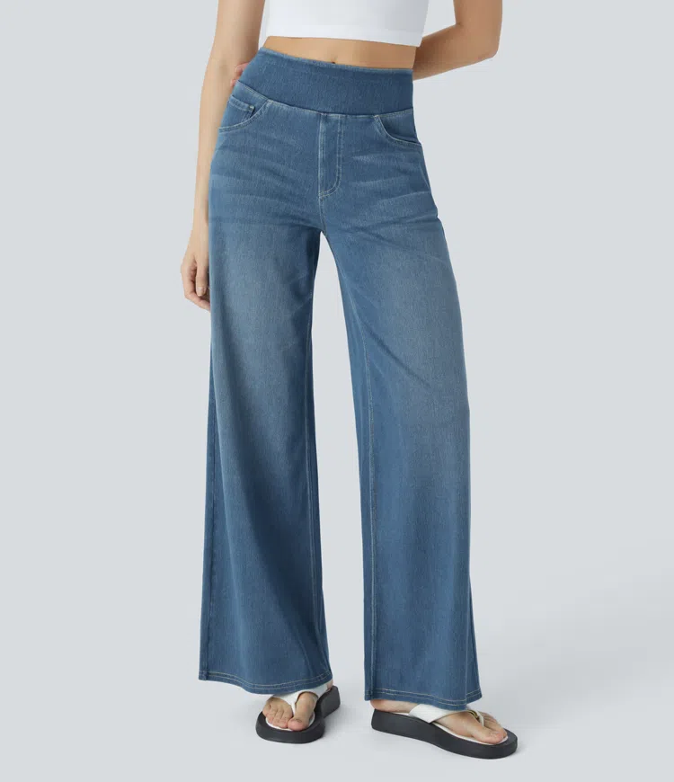 FlexiChic - Super Stretch High-Waisted Wide Leg Jeans + 50% OFF