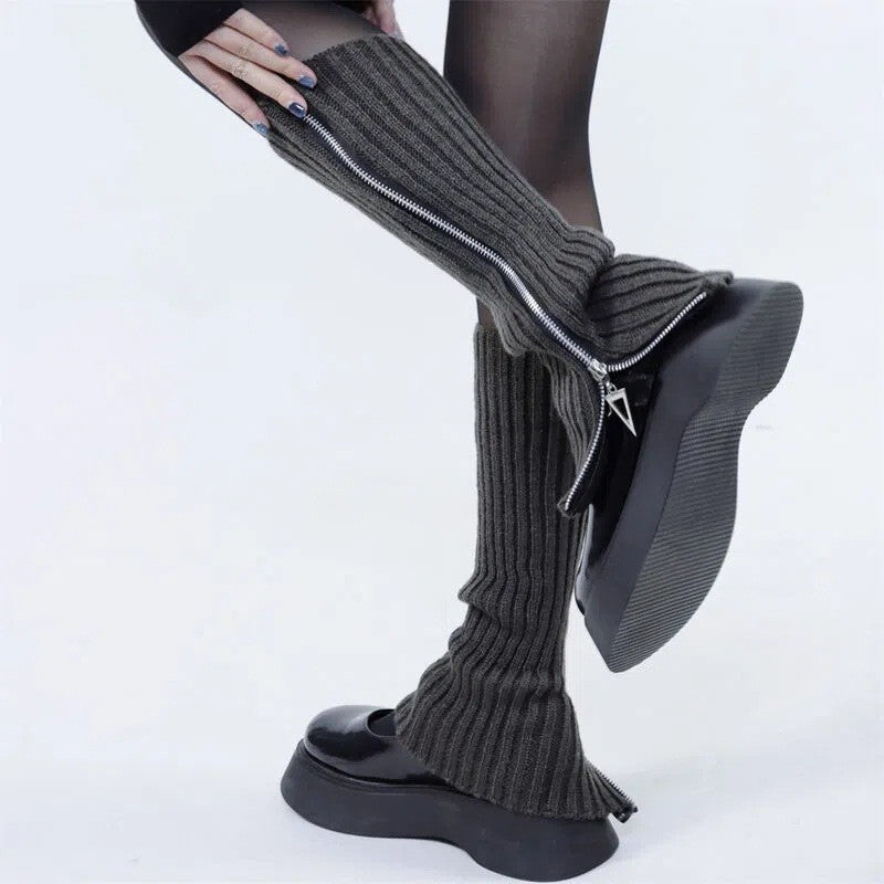 Versatile Warm Knitted Zipper Stack Boots Cover
