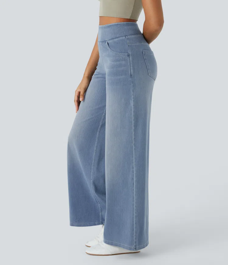 FlexiChic - Super Stretch High-Waisted Wide Leg Jeans + 50% OFF