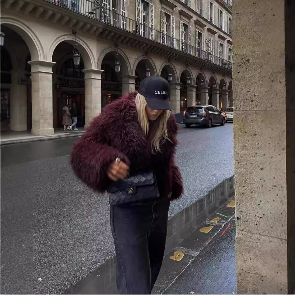 Stylish Short Eco-Friendly Faux Fur Jacket