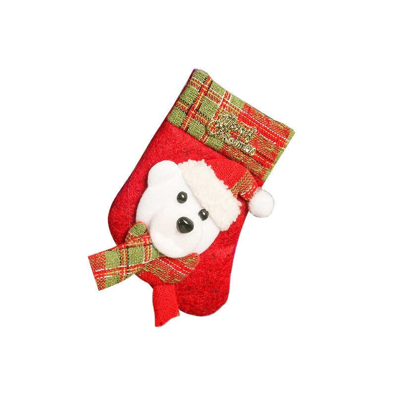 Kids Cute Cartoon Patchwork Christmas Sock Gift Bag