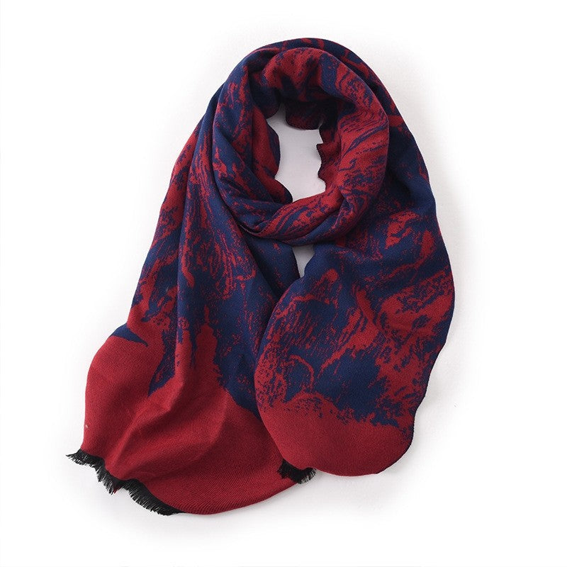 Contrast Color Winter Warm Imitation Cashmere Scarf