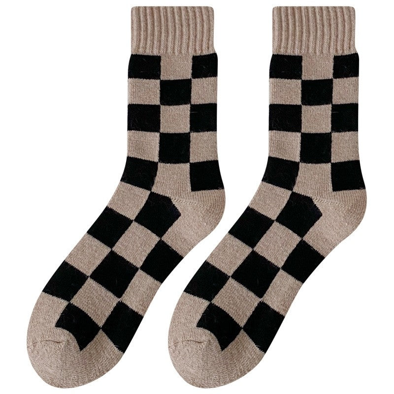 Women's Checkerboard Mid Calf Socks