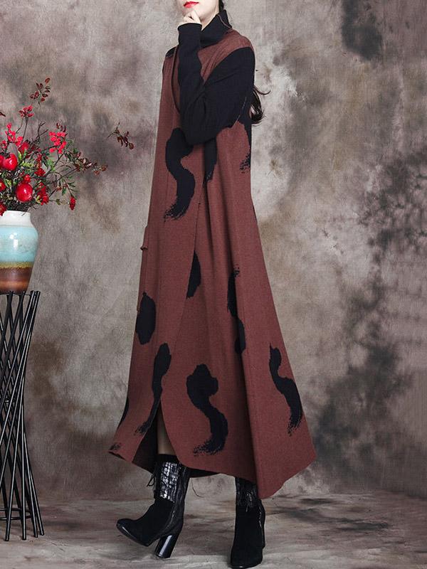 Simple Split-Joint High-Neck Knitting Dress-Midi Dress-Free Shipping at meselling99