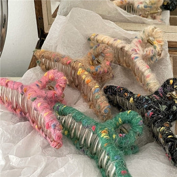 Colorful Yarn Winding Hair Claw Clip