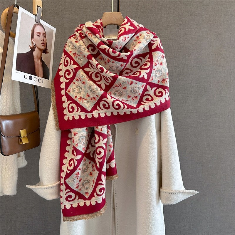 Colorful Printed Fringed Scarf