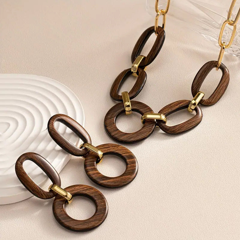 Simple Matte Retro Original Temperament Advanced Atmosphere Simple Versatile Earring Necklace Set