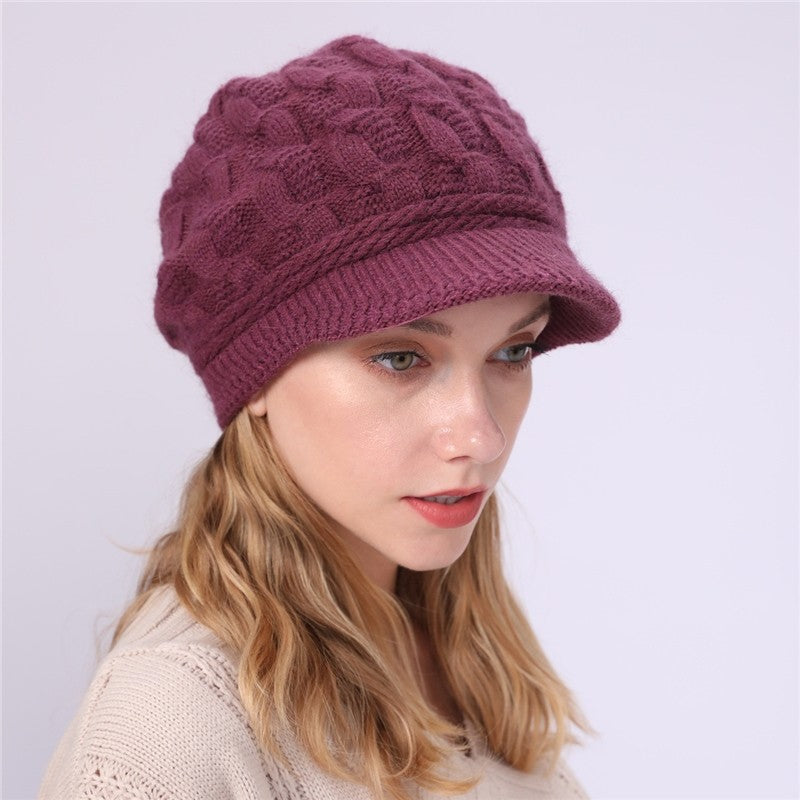 Solid Color Cable Knitted Cap