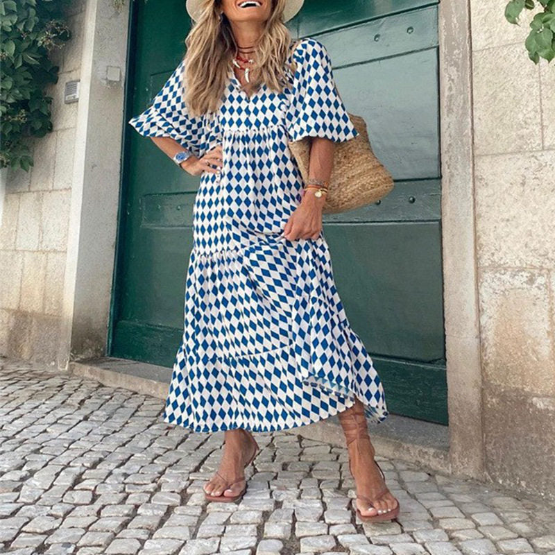 Loose Floral Print Midi Dress