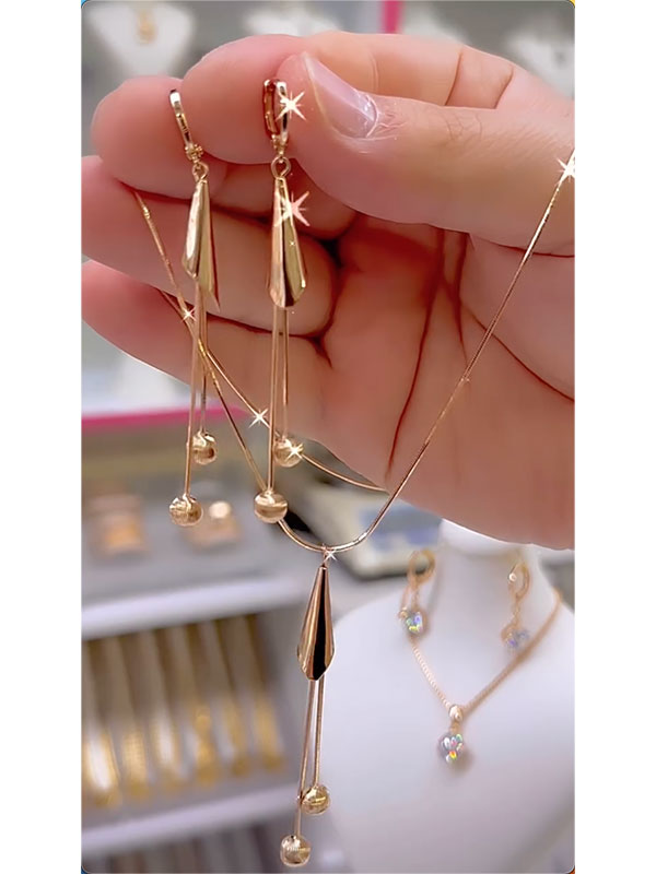 Heart Shape Drop Earrings + Necklaces Accessories
