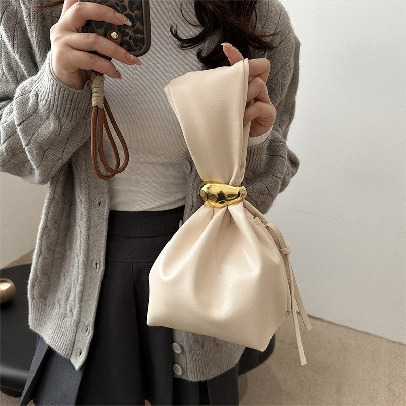 Vintage Folded Bucket Bag Large Capacity