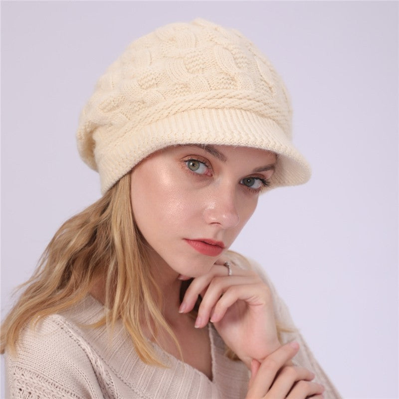 Solid Color Cable Knitted Cap
