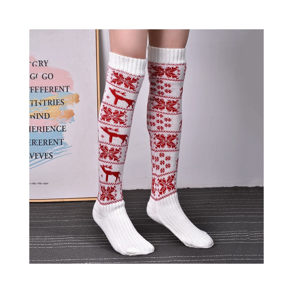 Knee Over Jacquard Knitted Warm Thickened Stockings Socks