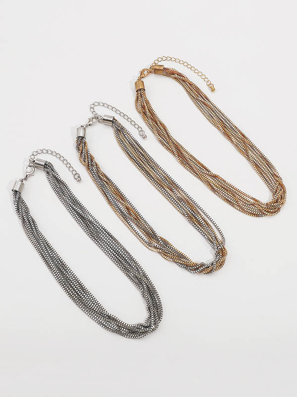 Chains Geometric Layered Necklaces Accessories