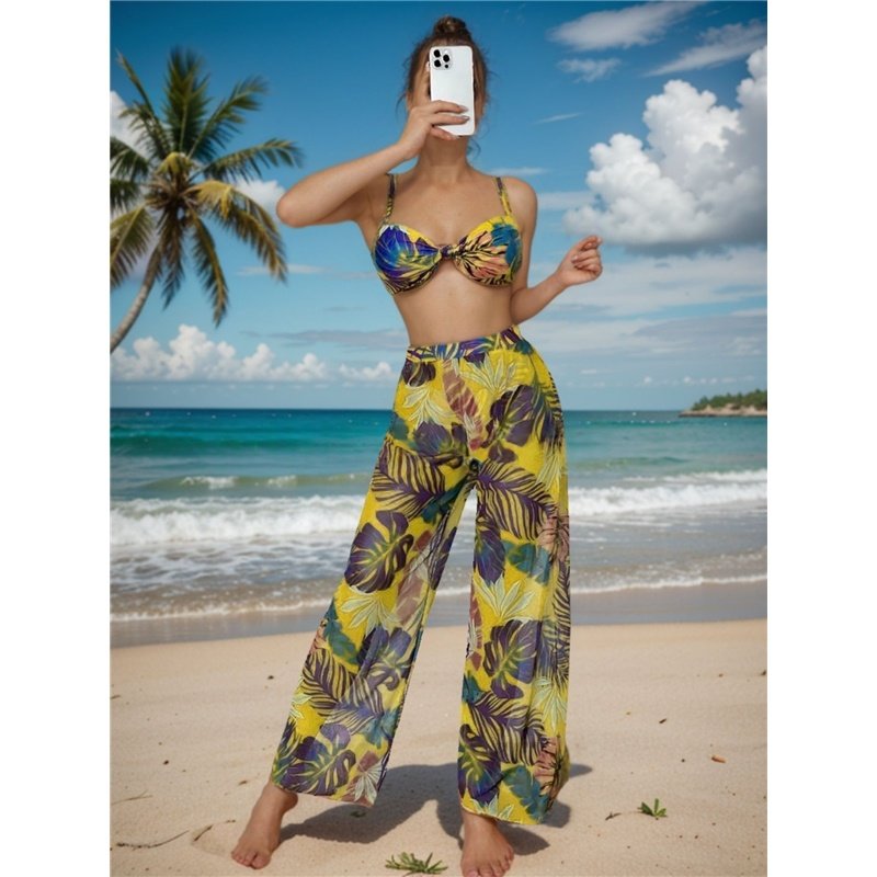 Bikini Set: Two-Piece Swimsuit With Mesh Pants