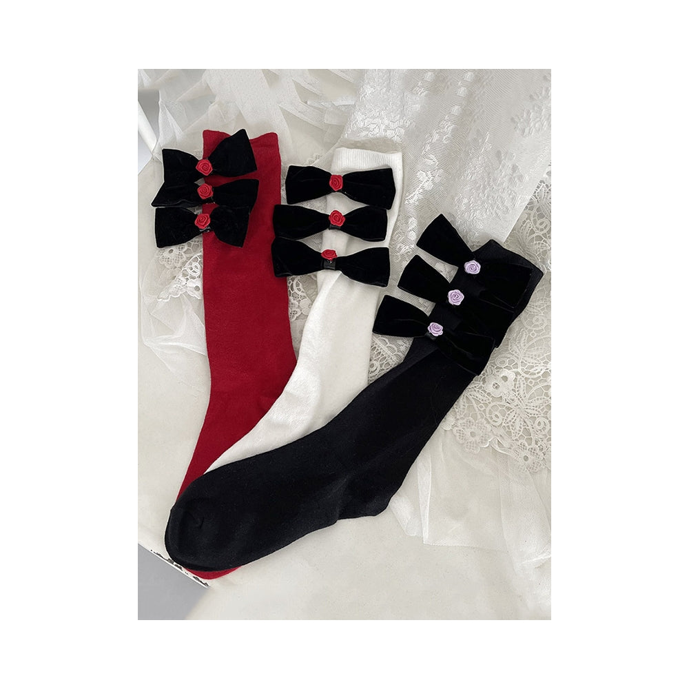 Fashion Bowknot Contrast Color Socks Accessories