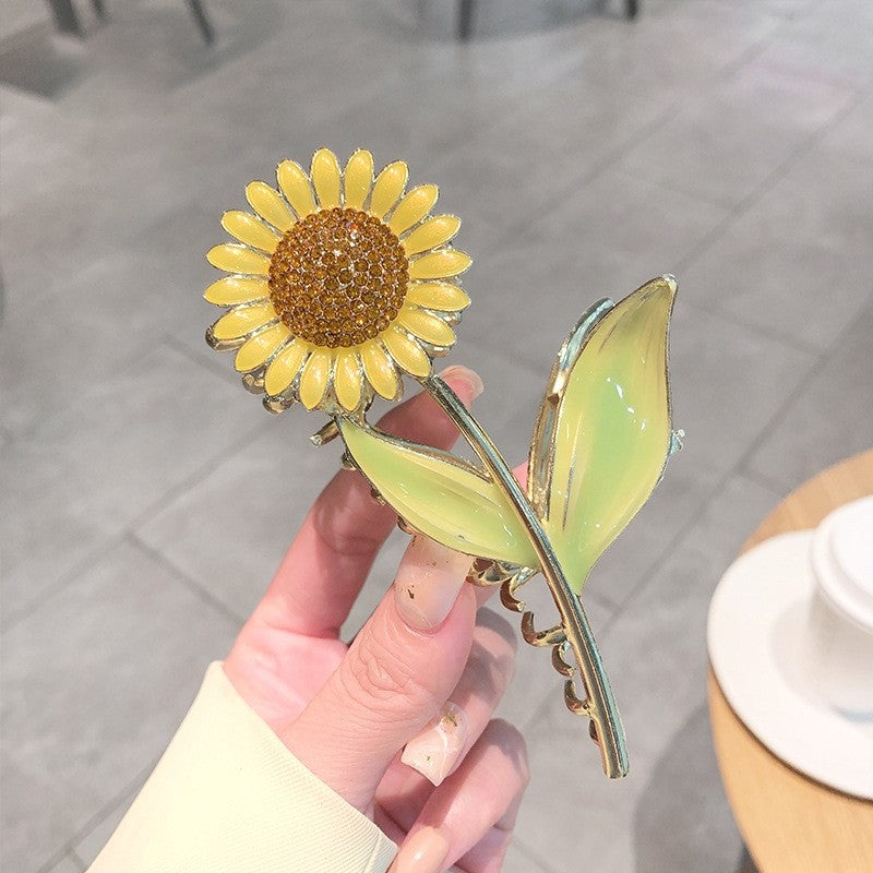 Metal Sunflower Hair Claw Clip