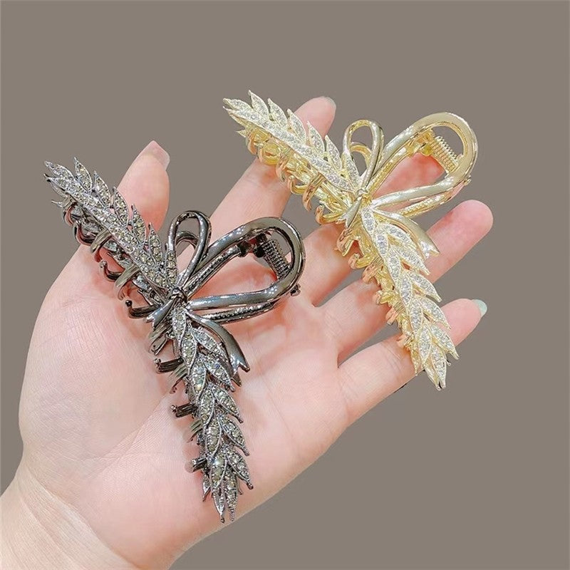 Wheat Ear Shape Alloy Solid Color Claw Clip