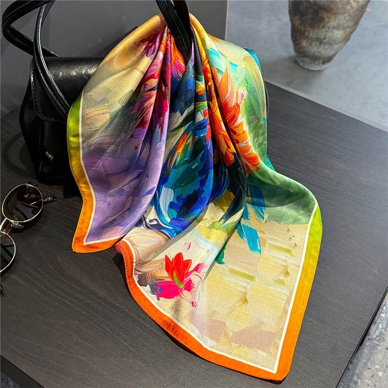 Malaysian Print Square Silk Scarf