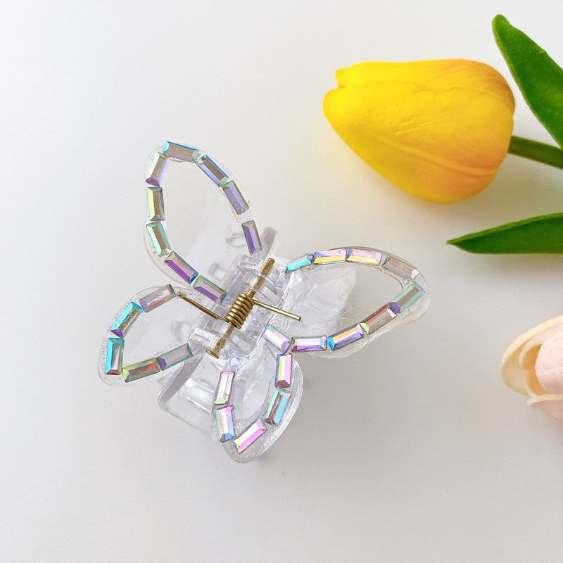 Pearl Rhinestone Butterfly Hair Claw Clip