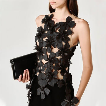 Designer 3D Floral Mesh Vest