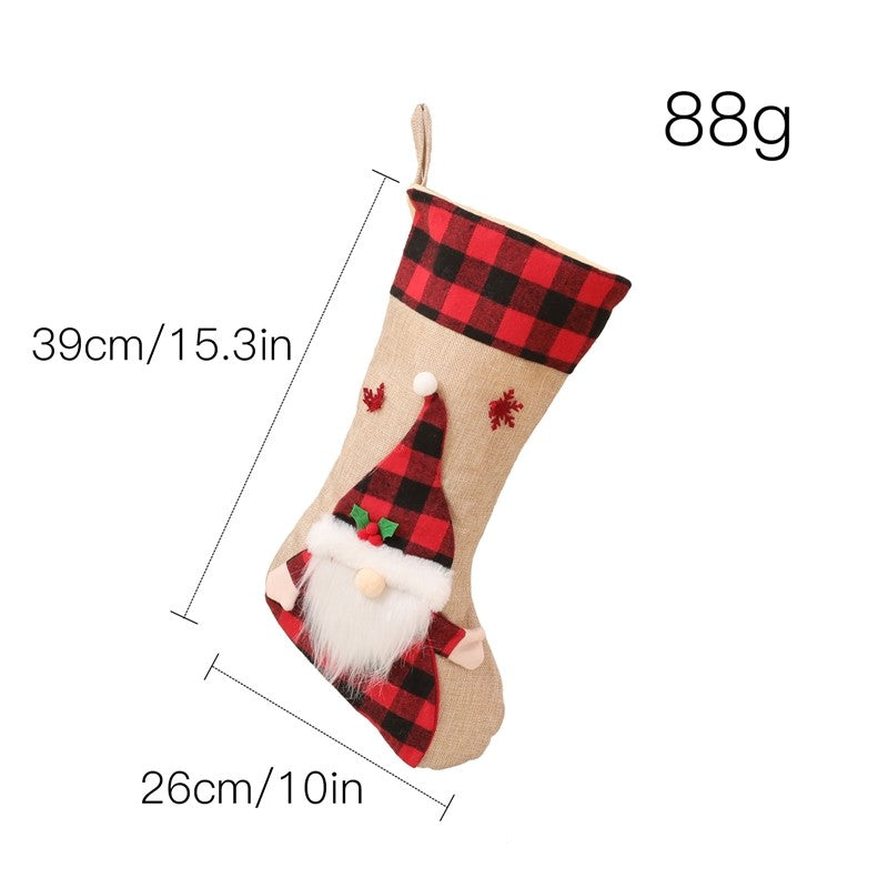 Linen 3D Cartoon Sock Gift Bag Christmas Decoration