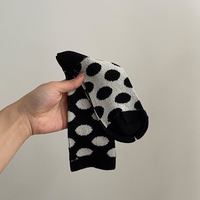 5 Pairs Mixed Color Polka Dots Long Casual Adults Socks