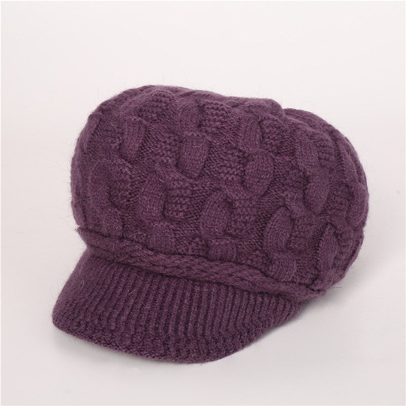Solid Color Cable Knitted Cap