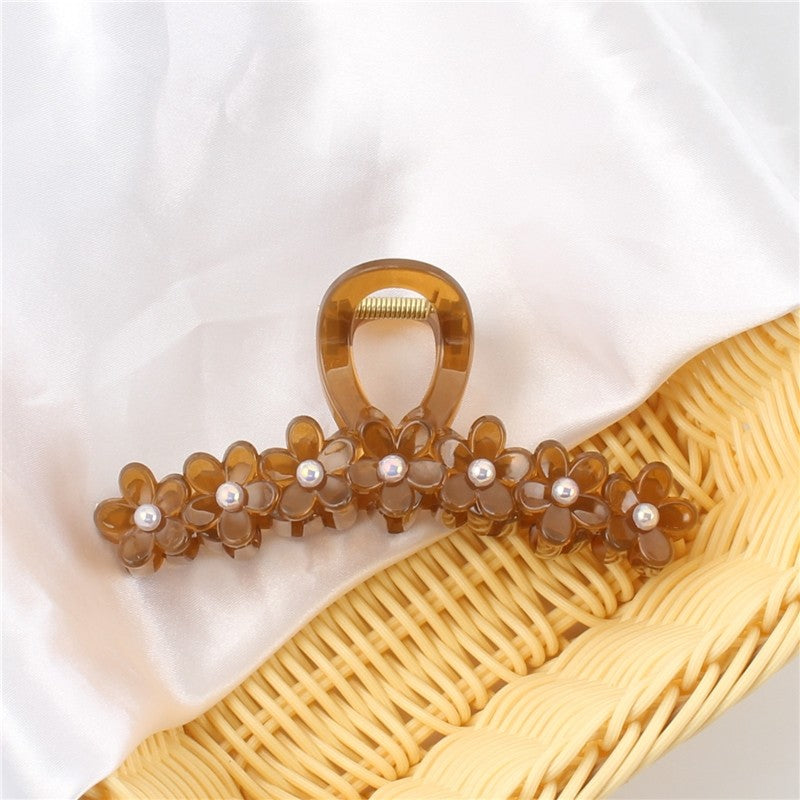 Small Flower Solid Color Claw Clip