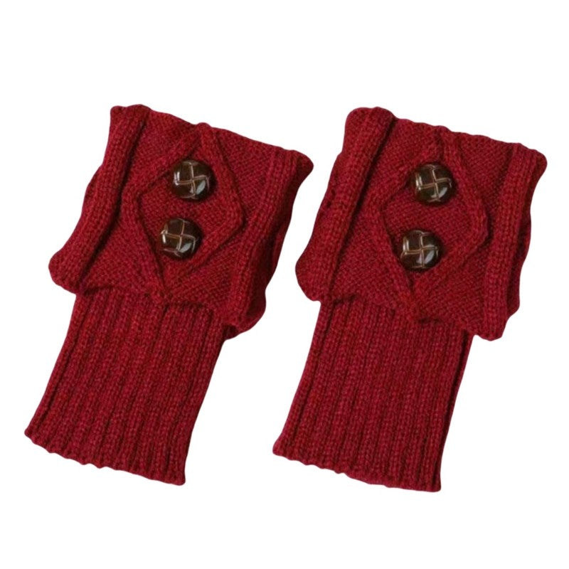 Knitted Short Diamond Flap Buttoned Sock Covers