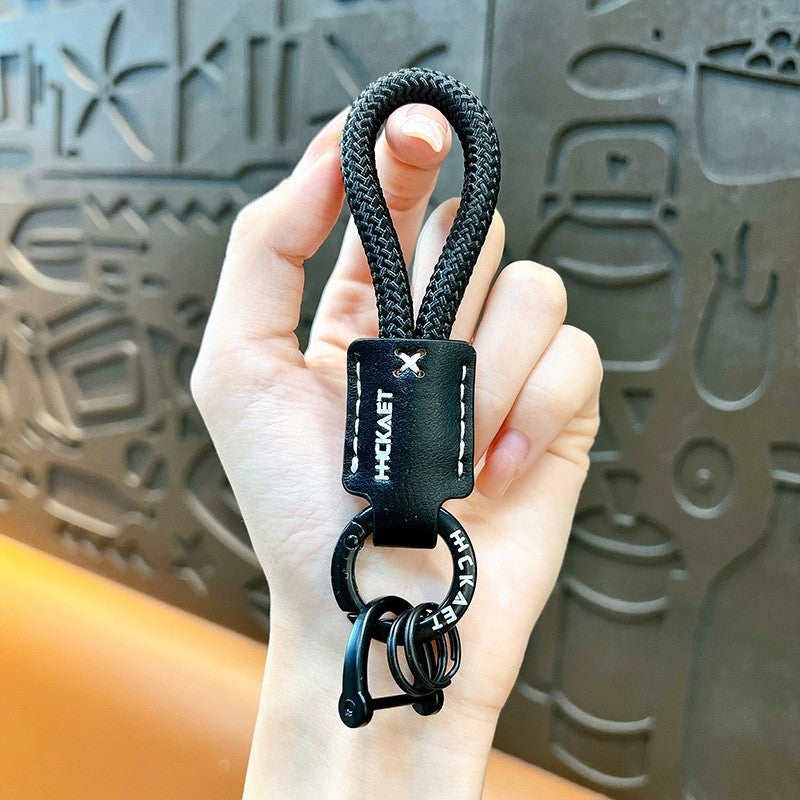 Braided PU Leather Horseshoe Keychain With Buckle