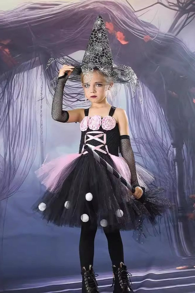 Floral Witch Tutu Kid Halloween Costume