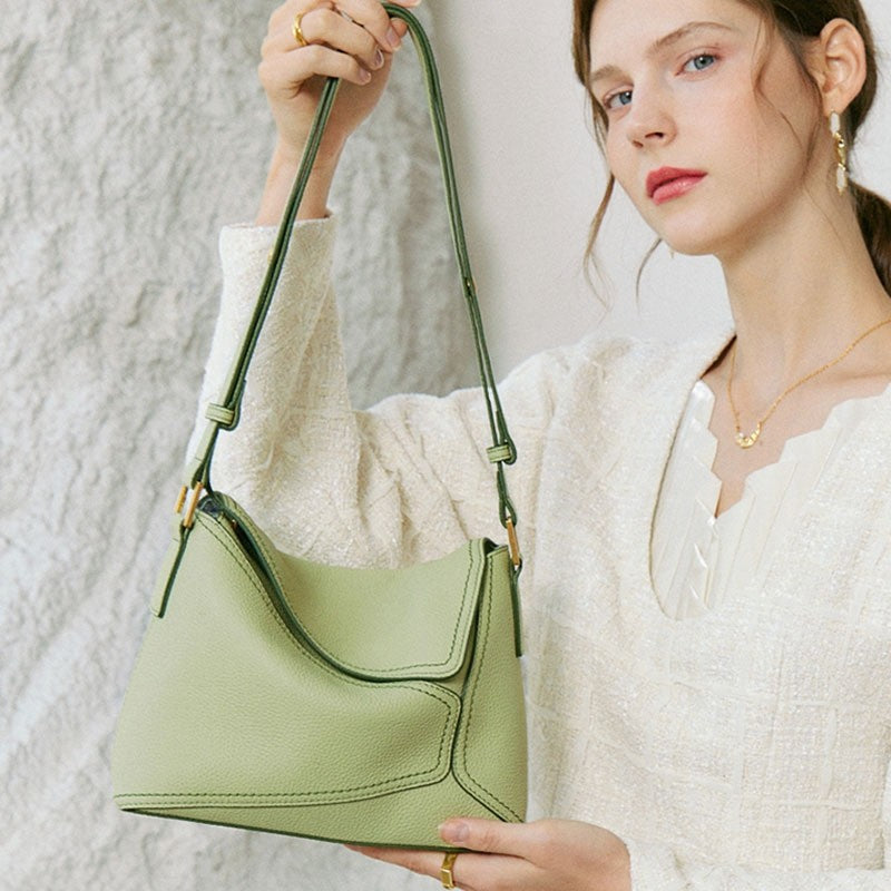 Genuine Leather Geometric Shoulder Bag