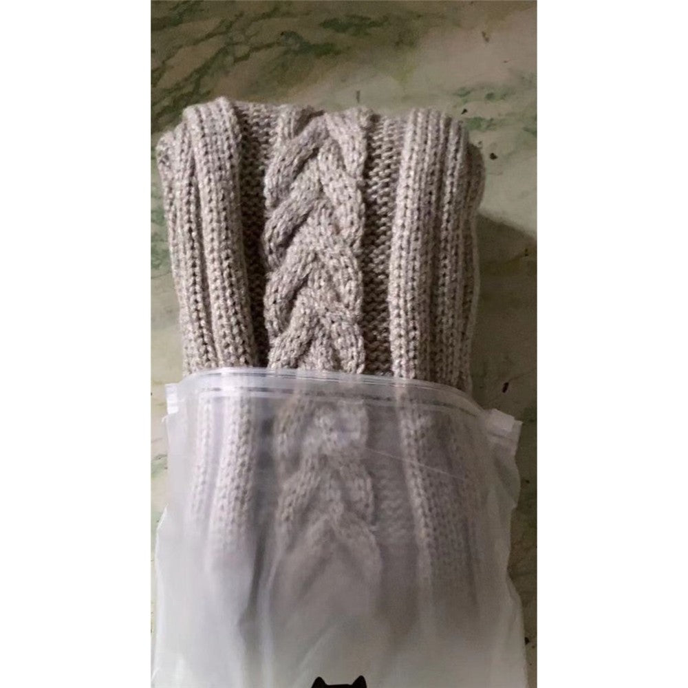 Solid Color Knitted Thigh High Stockings Socks