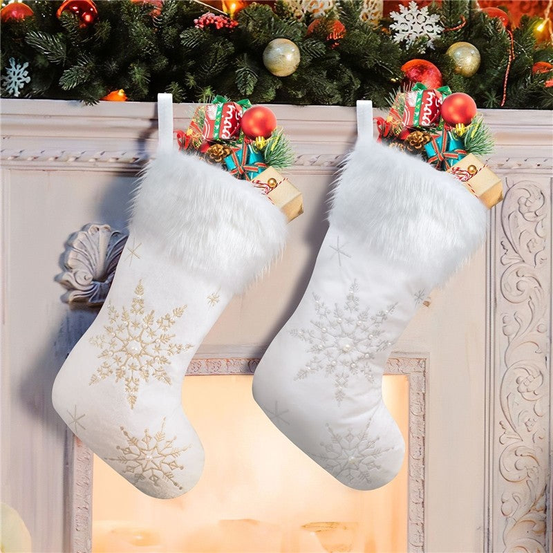 Creative Plush Snowflake Sock Gift Bag Christmas Decoration