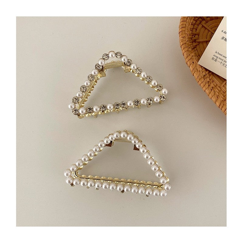 Pearl Rhinestone Metal Hair Claw Clip
