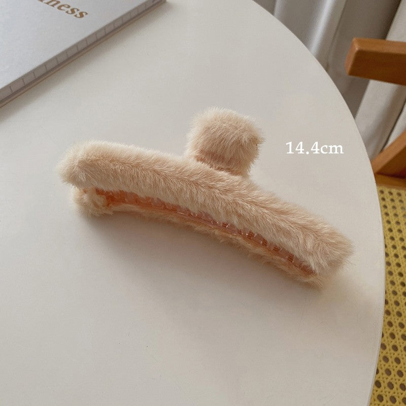 Large Solid Furry Hair Claw Clip