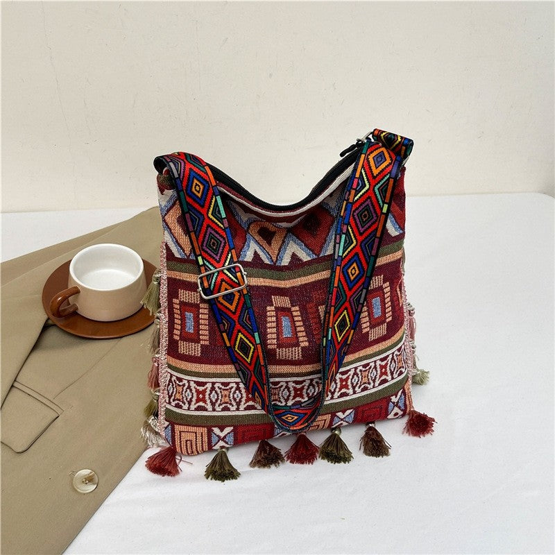 Large Capacity Shoulder Bag With Scarf